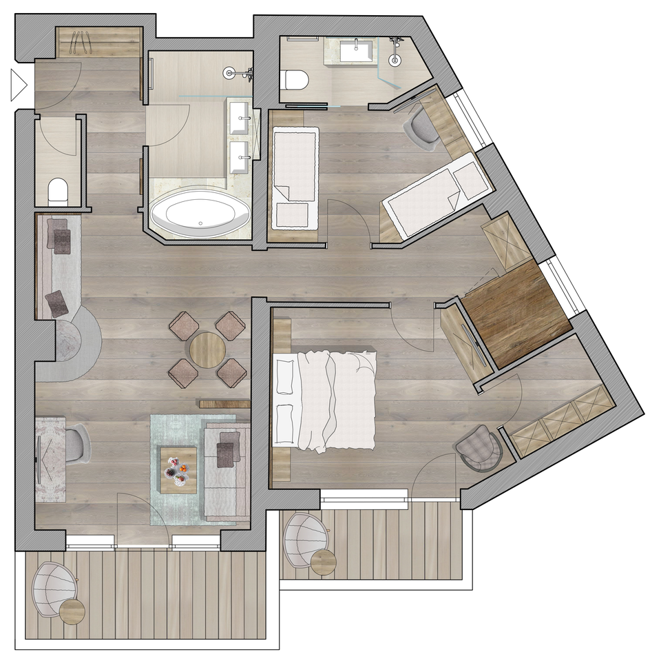 hotel room sketch Family Suite