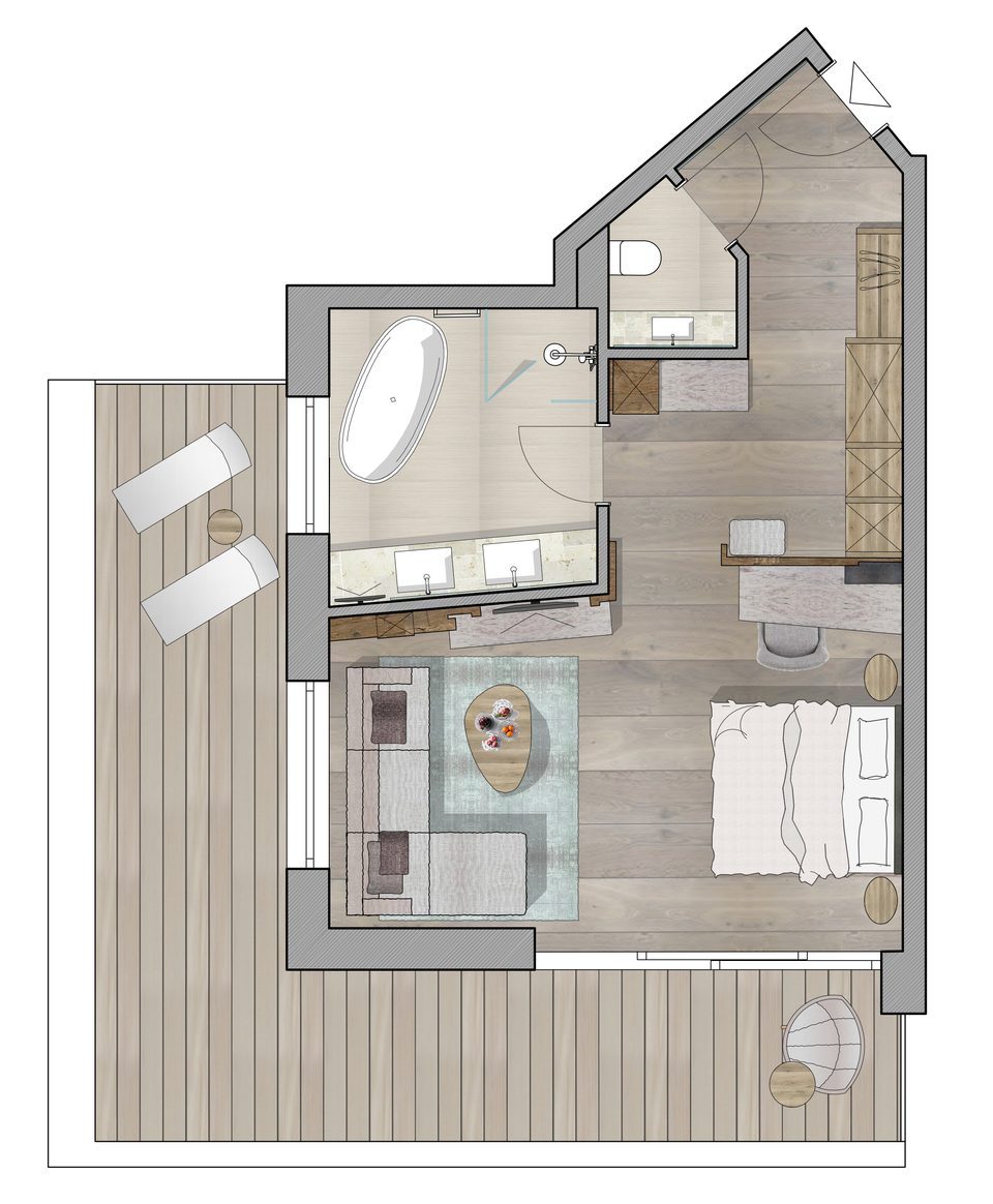 hotel room panorama sketch