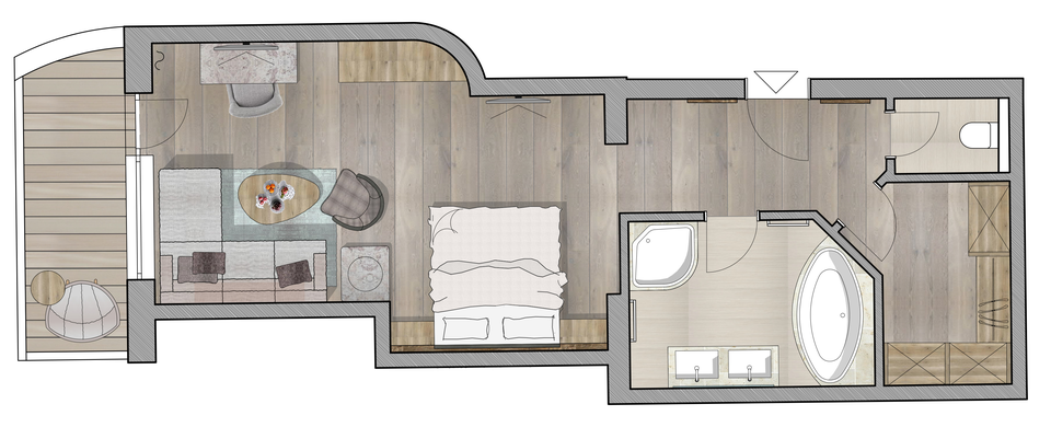 hotel room sketch Gartensuite