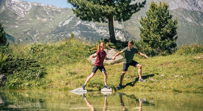 young couple hiking