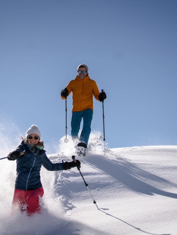 snowshoe hike with friends in the Ziller Valley