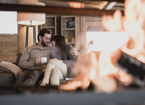 couple in the fire lounge