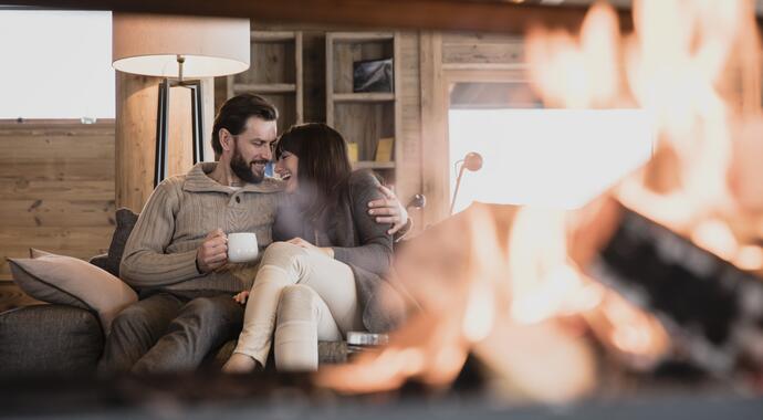 couple in the fire lounge