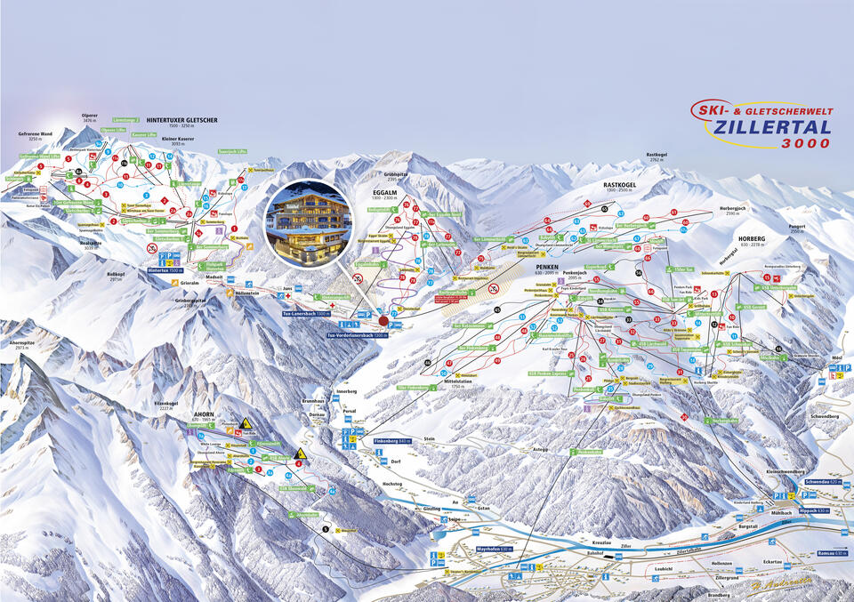 Übersichtskarte Skigebiet Zillertal
