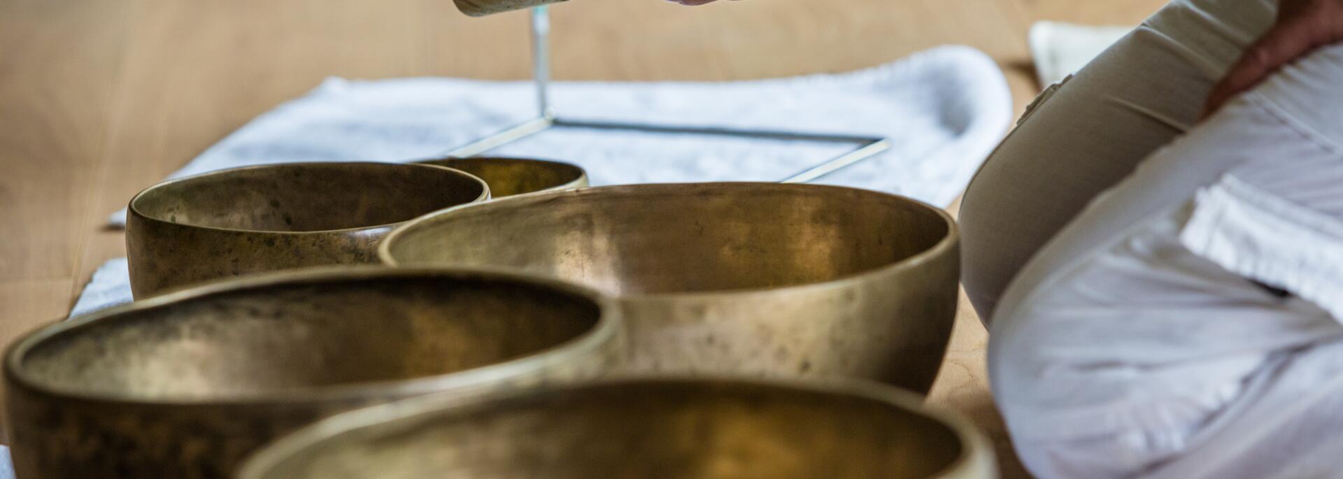 singing bowl meditation on a wellness holiday