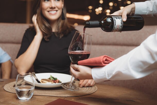 Wein beim Dinner im Tuxerhof