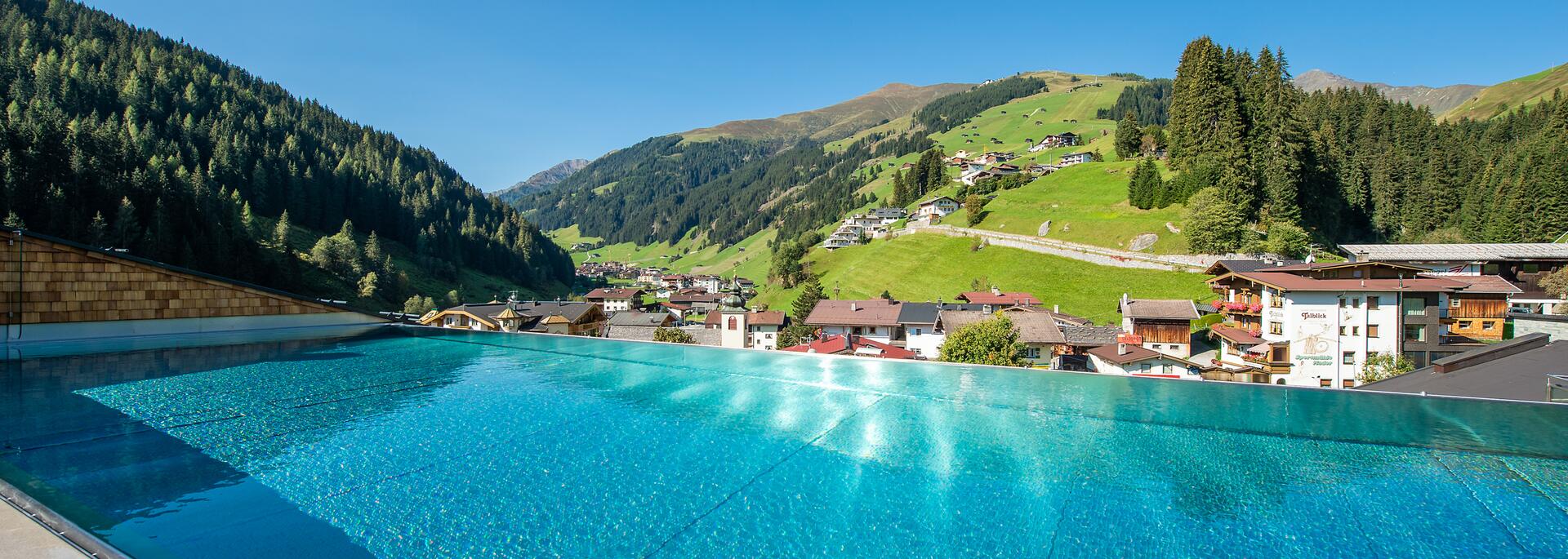 roof top pool in the Tyrol Alps