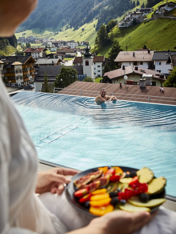 eating by the pool on summer holiday
