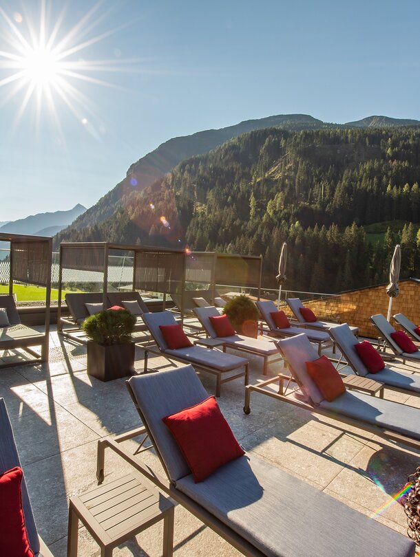 sun terrace on a wellness holiday in Zillertal