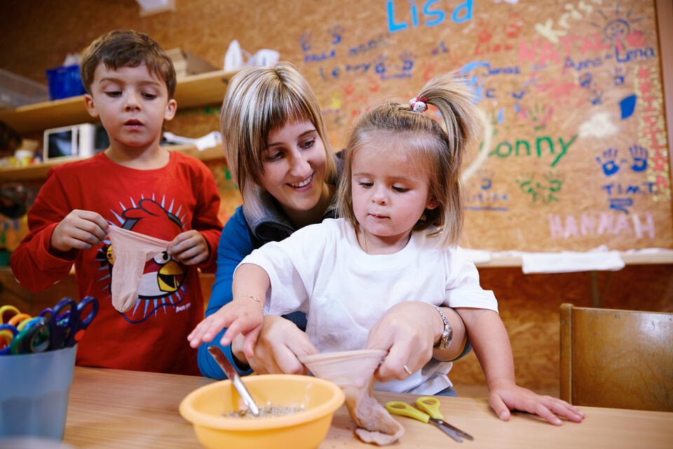 children's activity at the hotel in the Zillertal