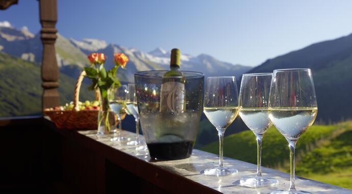 drinking wine at sunset