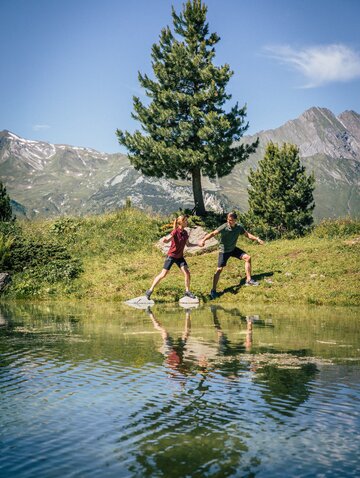 hiking by the lake in Tyrol